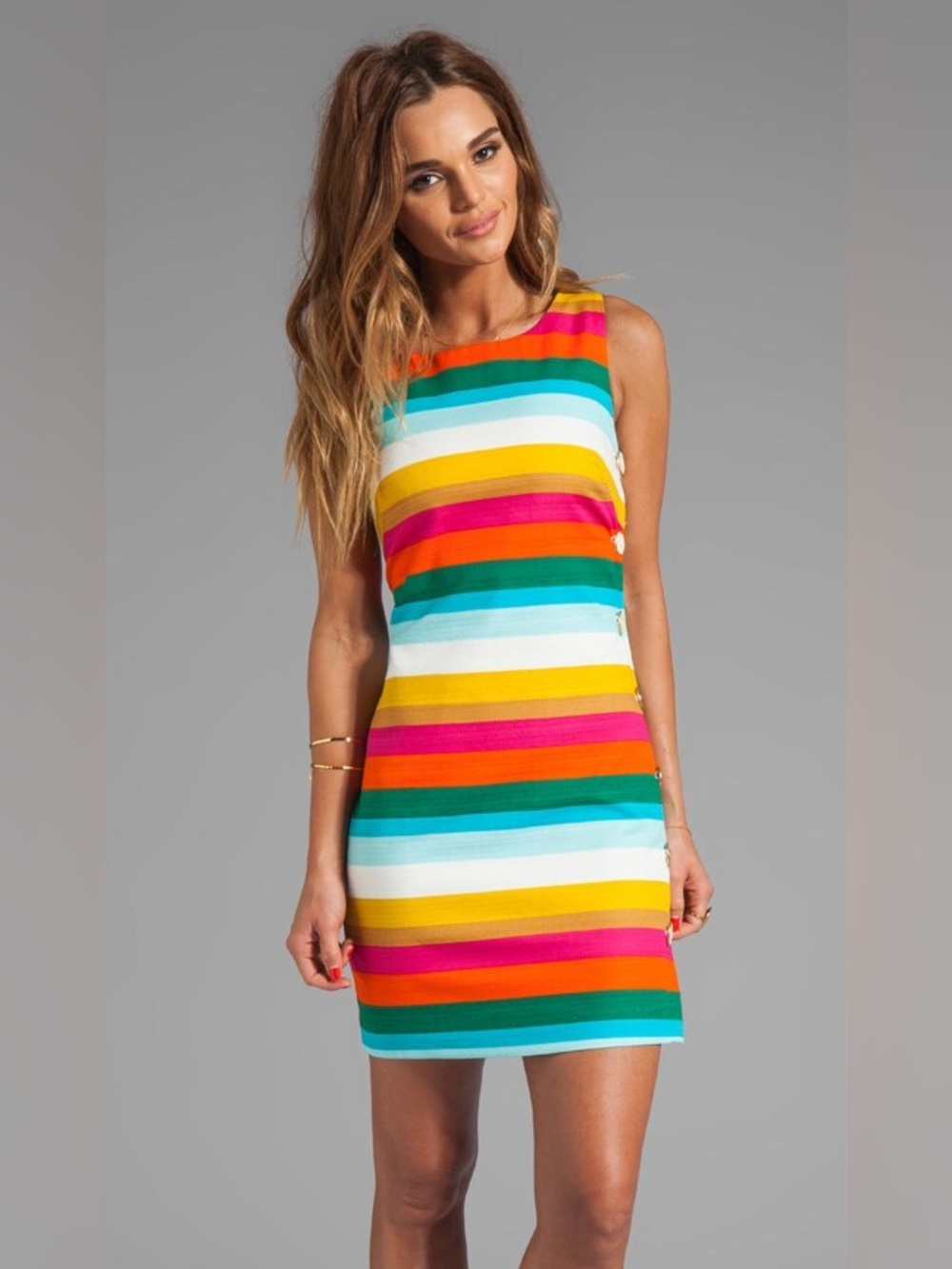 Trina Turk Revolve Skooters Stripe Cotton Emmie Multicolor Sleeveless Mini Dress